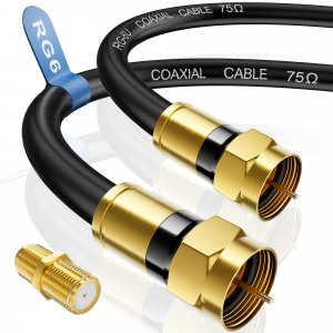 Nixsto RG6 Coaxial Cable, 3FT 6FT 10FT 15FT 25FT 50FT 100FT Coax Cable Cord with Gold F-Type Connector, High Speed Internet, Digital TV Aerial for HDTV, Satellite, Antenna, Modem with Extender- 3ft