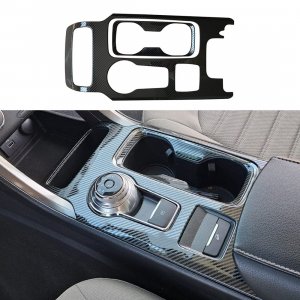 ruihe Carbon Fiber Pattern Car Gear Shift Knob Console Panel Trims Cup Holder Frame Cover Compatible with Fit for Ford Fusion 2017 2018 2019 2020