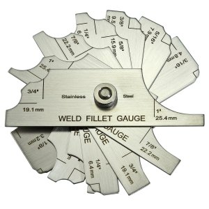 RIVERWELD 7 Piece Fillet Weld Set Gage MG-11 Rl Gauge Depth Gauges Welding Inspection Test Ulnar Metric & Inch with Markings on Both Sides Checking Fillet Leg and Throat Size