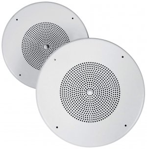 Rockville MC80 Pair White Metal 8" 70V/25V in-Ceiling Commercial PA Speakers, 20W RMS, Volume Control, Enhanced Bass, Wide Dispersion, for Restaurants/Offices