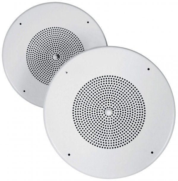 Rockville MC80 Pair White Metal 8" 70V/25V in-Ceiling Commercial PA Speakers, 20W RMS, Volume Control, Enhanced Bass, Wide Dispersion, for Restaurants/Offices