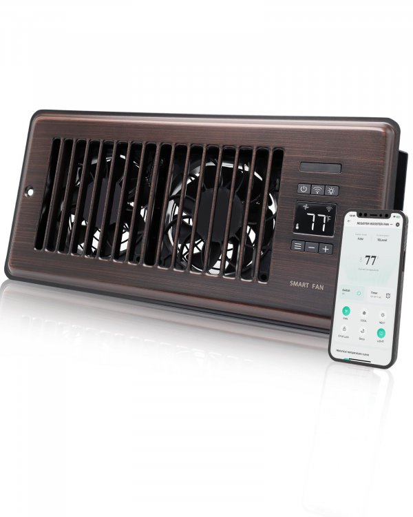 2026 Super Quiet Register Booster Fan for 4" x 10" Register Holes, Smart Register Vent with Dual Intelligent Thermostat and WiFi App Control, Heating Cooling AC Vent Fan (ORB)