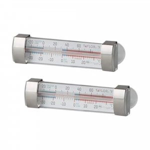 Taylor Large Dial Kitchen Refrigerator/Freezer Kitchen Thermometer with Suction Cups, Refrigerator/Fridge Thermometer - 2 Pack