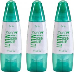 Tombow Mono Multi Liquid Glue (3 Pack) - Clear, Low Viscosity, Dries Clear