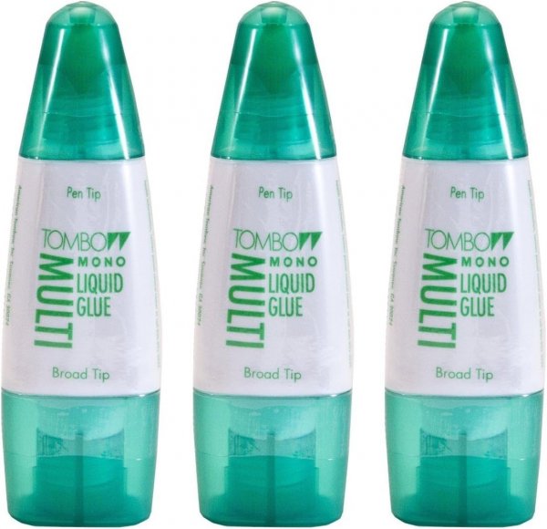 Tombow Mono Multi Liquid Glue (3 Pack) - Clear, Low Viscosity, Dries Clear