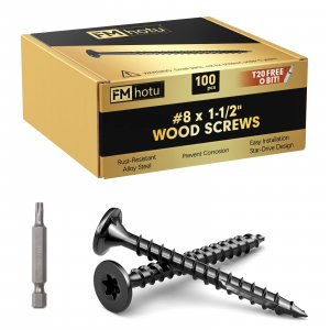 #8 x 1-1/2” Deck Screws, 100Pcs Star Drive Wood Screws