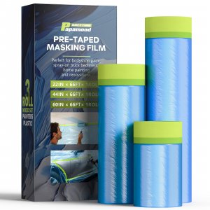Pre-taped Automotive Masking Film for Painting - 3 Rolls Mixed Size