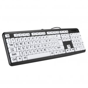 Elderly Keyboard, Large Print Computer Keyboard, 104 Keys QWERTY, High Contrast Keys, Big Print Letter USB Wired Keyboard Standard Full Size for Old People Low Vision Individuals(Black)