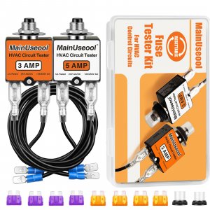 Fuse Popper HVAC, 3 AMP & 5 AMP Resettable Fuse Kit with Extra Fuses & Storage Case, Control Circuit Tester 24V AC/DC & 125/250V AC
