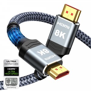 Highwings 8K 10K 4K HDMI Cable 48Gbps 6.6FT/2M, Certified Ultra High Speed 2.1 HDMI Cable Braided Cord-4K@120Hz 8K@60Hz, DTS:X, HDCP 2.2 & 2.3, HDR 10 Compatible with DVD Player/PS5/HDTV/Blu-ray