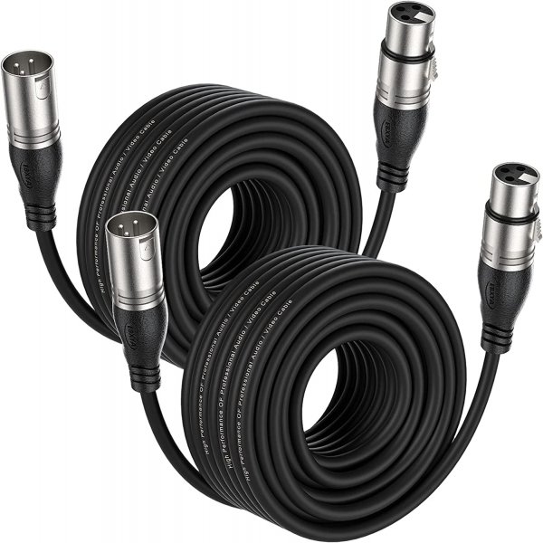 EBXYA XLR Cable 50ft 2 Packs Microphone Cable with 3-Pin XLR Male to Female