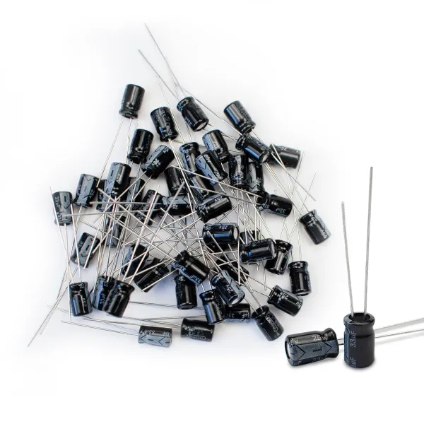 Innfeeltech 50 Pcs Electrolytic Capacitor 33uF 25V Aluminum Radial Electrolytic Capacitors