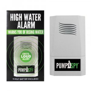 PumpSpy Battery Operated High Water Alarm - 100dB Water Leak Detector with 6-Foot Sensor Extension & 9V Battery Included - Ideal for Sump Pumps, Water Heaters, and Laundry Rooms