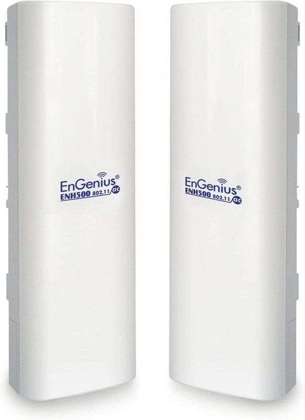 EnGenius Outdoor 5GHz 867mbps WiFi 5 CPE/Client Bridge, 27dBm Transmit Power, 16 dBi High-Gain Antenna Extend Network up to 5 Miles, PTP/PTMP, IP55 housing, TAA& NDAA Compliant, 2-Pack [ENH500v3 KIT]