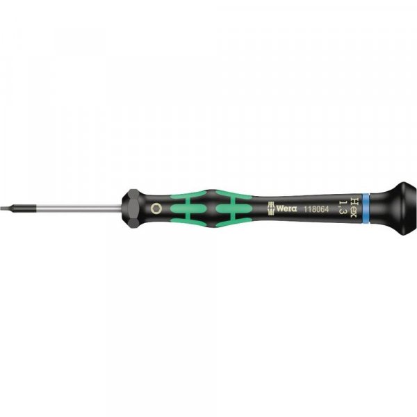 Wera - WER118064 05118064001 Kraftform Micro 2054 Hexagon Electronics Precision Screwdriver, 1.3mm Head, 40mm Blade Length