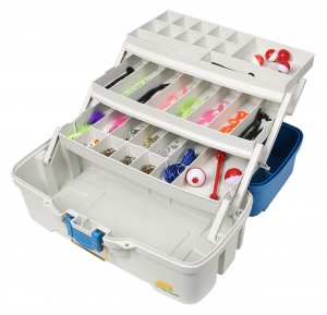 Plano 620310 Lets Fish! Three-Tray Tackle Box, Aqua Blue/Tan