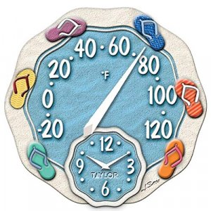 TAYLOR 91620T 12-Inch Sandals Thermometer with Clock