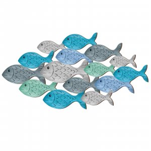 Qunclay Summer Coastal Wall Decor Farmhouse Ocean Fish Wall Art Beach Theme Vintage Coastal Hanging Decoration for Home Lake House Bathroom(Cute)