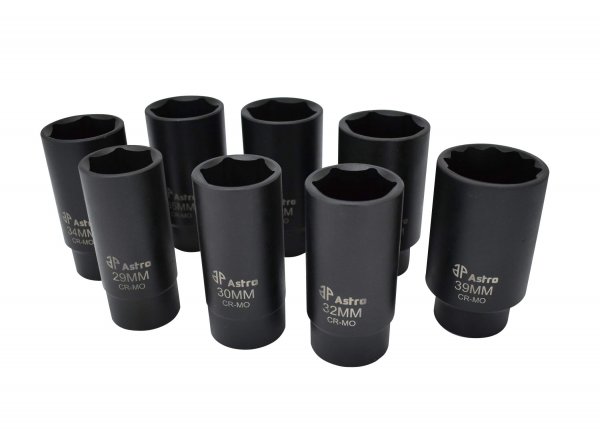 Astro 78866 6 Point Axle Nut Socket Set 8 Pieces