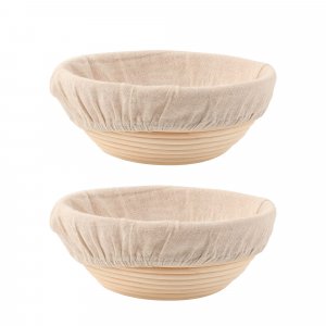 DOYOLLA Bread Proofing Baskets Set of 2 8.5 inch Round Dough Proofing Bowls and Liners Perfect Home Sourdough Bread Baking supplies