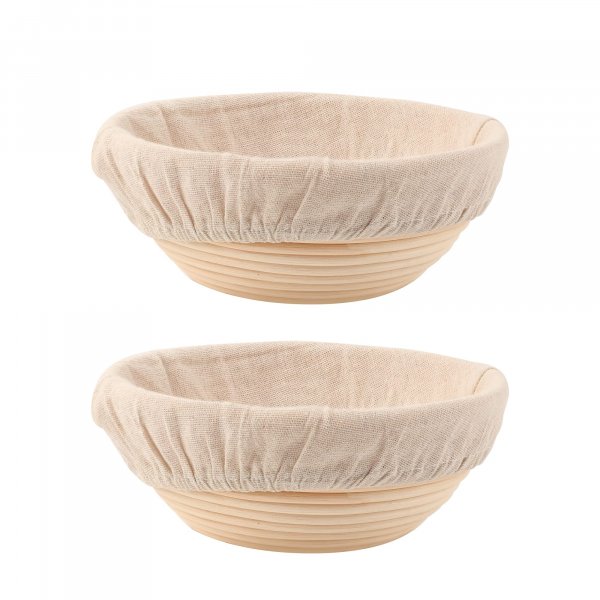 DOYOLLA Bread Proofing Baskets Set of 2 8.5 inch Round Dough Proofing Bowls and Liners Perfect Home Sourdough Bread Baking supplies