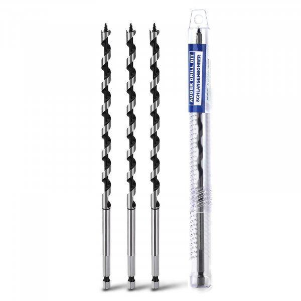 3 Pack 1/4" X 9" Auger Bit for Wood, 6x230mm Hex Long Auger Drill Bit
