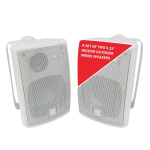 Dual LU53PW 5.25" 125 Watt 3 Way Indoor Outdoor White Speaker pair
