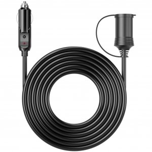 Energeaster 12FT 12V Cigarette Lighter Extension Cord 16AWG, Male to Female Socket 72W/6A Extension Cable with LED Light for Air Compressors, Mini Fridges, Car Vacuums and Other 12V Devices