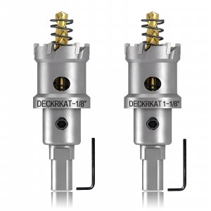 2-Pack 1-1/8" TCT Hole Saws for Hard Metal, Heavy Duty 28mm Tungsten Carbide Tipped Hole Cutters Set with Spring-Loaded Pilot Drill Bits for Stainless Steel, Metal, Iron, and Plastic