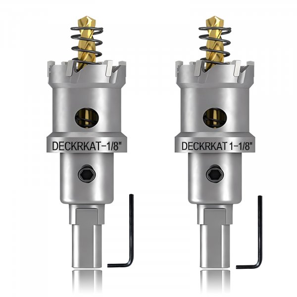 2-Pack 1-1/8" TCT Hole Saws for Hard Metal, Heavy Duty 28mm Tungsten Carbide Tipped Hole Cutters Set with Spring-Loaded Pilot Drill Bits for Stainless Steel, Metal, Iron, and Plastic