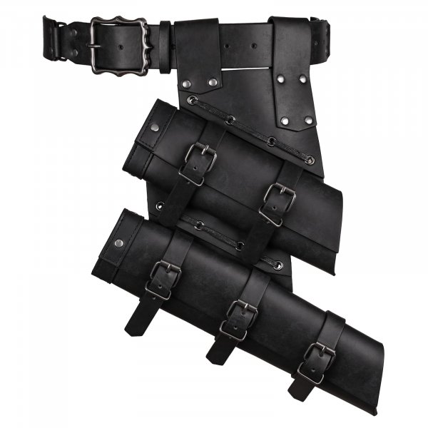 HiiFeuer 2 PCs Medieval Double Sword Frog with Belt Renaissance Adjustable Sword Holder Sheath Hoslter for Ren Faire Cosplay (Black A)
