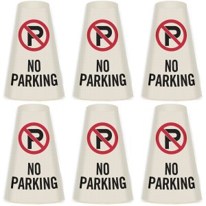 SmartSign 6-Pack "No Parking" Reflective Cone Message Sleeve Collar with Symbol, 360-Degree Visibility, Non-Adhesive Vinyl Signs for Traffic Safety Cones, 3-Side Print [Cone Not Included]