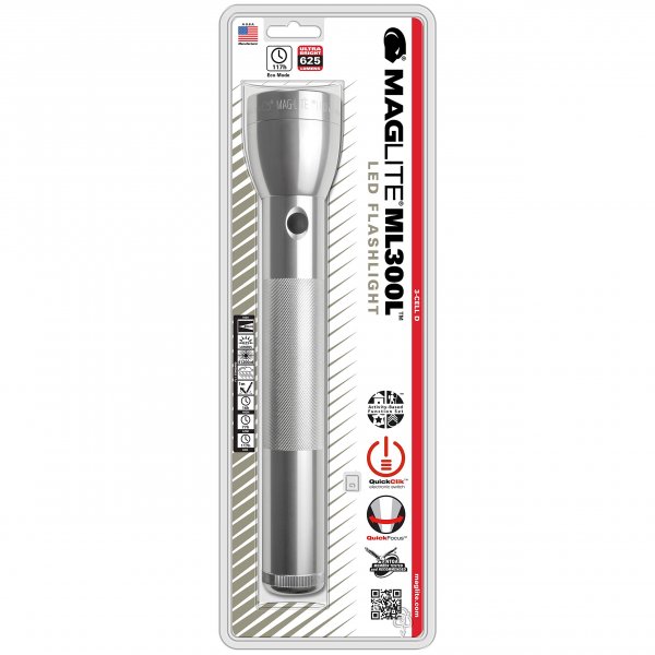 Maglite ML300LS3106 3 Cell D Led Flashlight Silver-Blister Pack