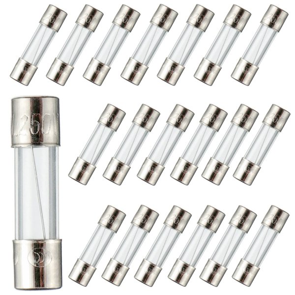 BOJACK 5x20mm 0.2A 0.2amp 250V 0.2x0.78 Inch F0.2AL250V Fast-Blow Glass Fuses (Pack of 20)