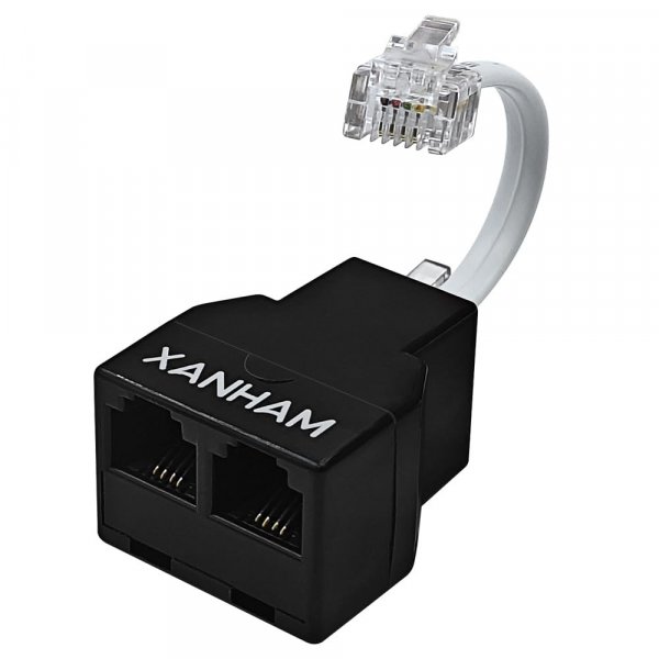 XANHAM Phone Cable 2 Way Splitter RJ11 6P4C Telephone Line Cord Adapter with 3 inch Cable for Landline Phone Wire, Black, AV01203