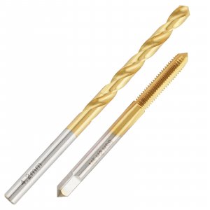 Aceteel M5x0.8 Tap and 4.2mm Drill Bit Set, Ti-Coated M2 HSS M5 x 0.8 Tap and 4.2mm Straight Handle Drill Kit