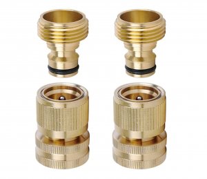LIKAGE Brass Hose Quick Connect, 3/4 Inch GHT Garden Hose Quick Connector