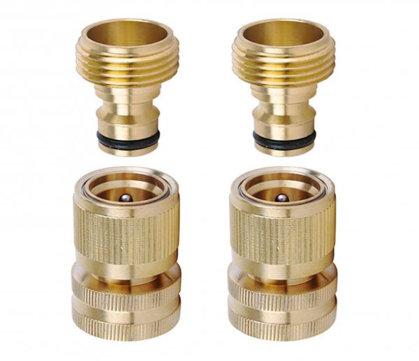 LIKAGE Brass Hose Quick Connect, 3/4 Inch GHT Garden Hose Quick Connector