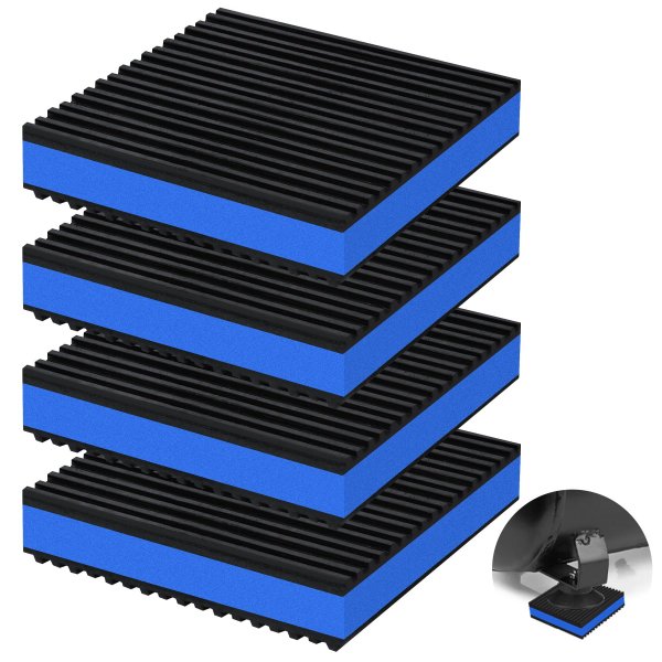 phepetroll 4 Pack Anti Vibration Pads for Washing Machine 4"x4"x7/8", Sound Isolation Vibrating Pad Ribbed Rubber Damping Mat EVA Center for Air Compressors, Conditioner, Treadmill, HVAC Washer Dryer