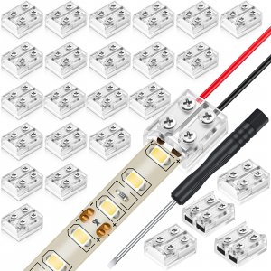 25 Pack LED Strip Tape Light Connector, 8mm, Clear
