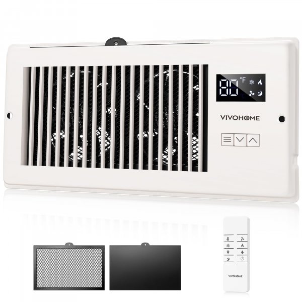 VIVOHOME Quiet Register Booster Fan with Opening 4" x 10", Smart Thermostat
