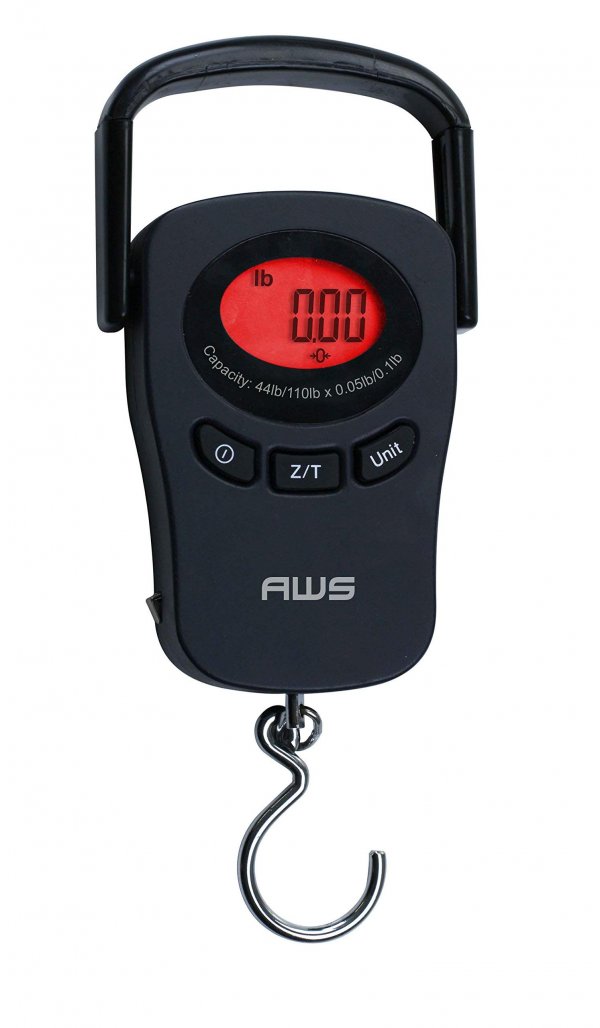 AWS Digital Hanging Scale with LCD Display & Built In Tape Measure Black