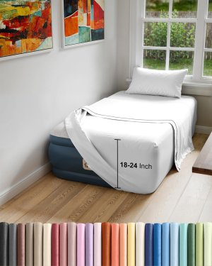 Air Mattress Sheet Set for Twin Size - 3 Piece Extra Deep Pockets - White