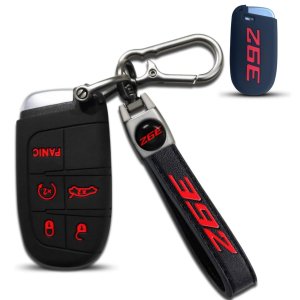 for Dodge Keychain with Soft Silicone Protection Key Case for Dodge RAM Durango 392 Challenger (Red)