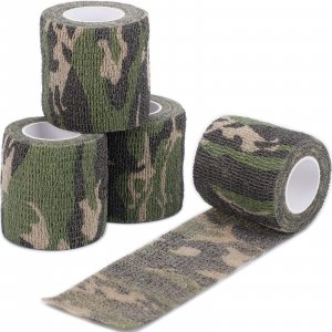 DROK 4 Roll Camo Grip Tape, 1.97in x 14.76ft Adhesive Stretch Cohesive Camo Tape for Outdoor Athletic Sports Bicycle Hockey Skateboard Scooter Bat, 4.92Yard Waterproof Protective Bandage Cover