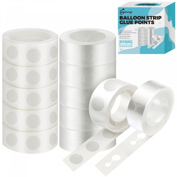 gegemaoyi Balloon Arch Kit - 98.4ft DIY Balloon Garland Strip with 600Pcs Clear Glue Point Dots, Removable Adhesive Tape for Balloon Arch Decorations, Wedding & Craft Decor