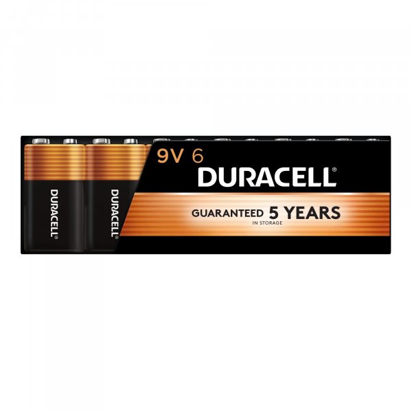 Duracell Coppertop 9V Battery, 6 Count (Pack of 1), Long-lasting All-Purpose Alkaline 9V Batteries for Household and Office Devices