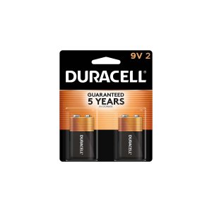 Duracell Coppertop 9V Battery, 2 Count, Smoke Detector, Long-lasting