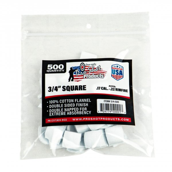 Gun Cleaning Patches - 500 Count - 3/4 Inch - Square
