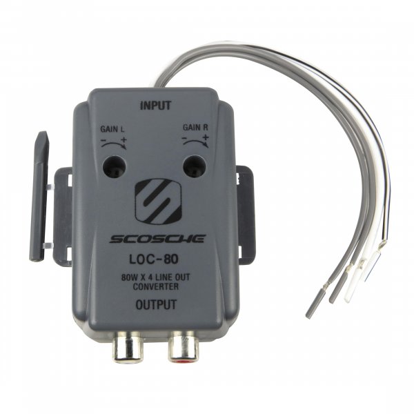 Scosche LOC80 Line Output Converter - 2 Channel High/Low RCA Converter Car Audio - Ideal for Subwoofer Amp - Line Level Converter for Car Stereo Amplifier - Easy Installation - Quality Sound